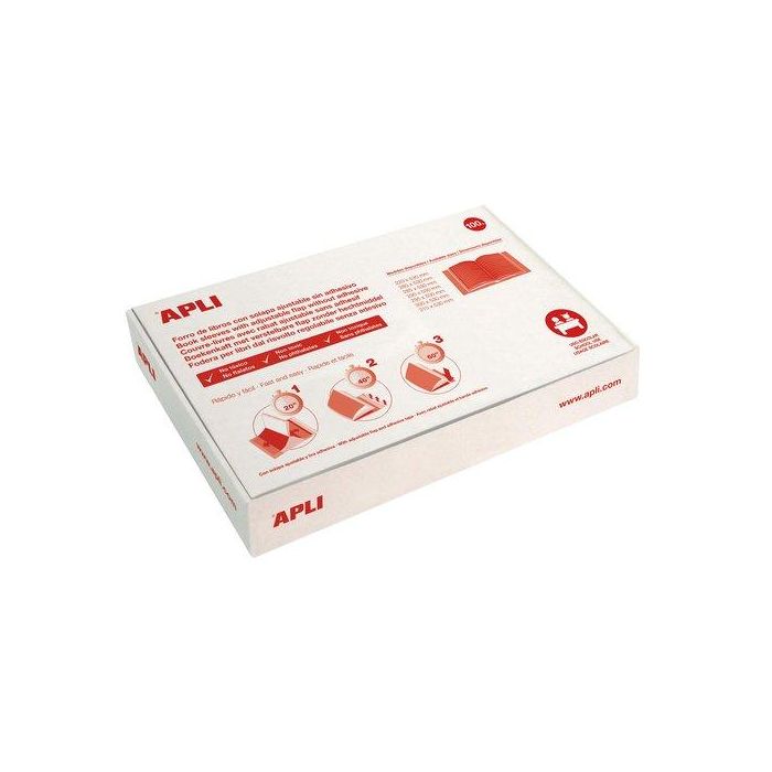 Apli Forro de Libros con Solapa Ajustable 310 mm PVC 130 Micras, Caja 100 Unidades, Transparente, Eco-friendly