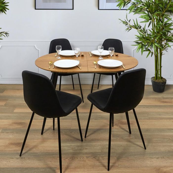 Home Deco Factory Mesa Extensible Oval de Comedor 120/160x80x76 cm, MDF y Hierro, para 4-6 Personas 5 Home Deco Factory Mesa Extensible Oval de Comedor 120/160x80x76 cm, MDF y Hierro, para 4-6 Personas 5