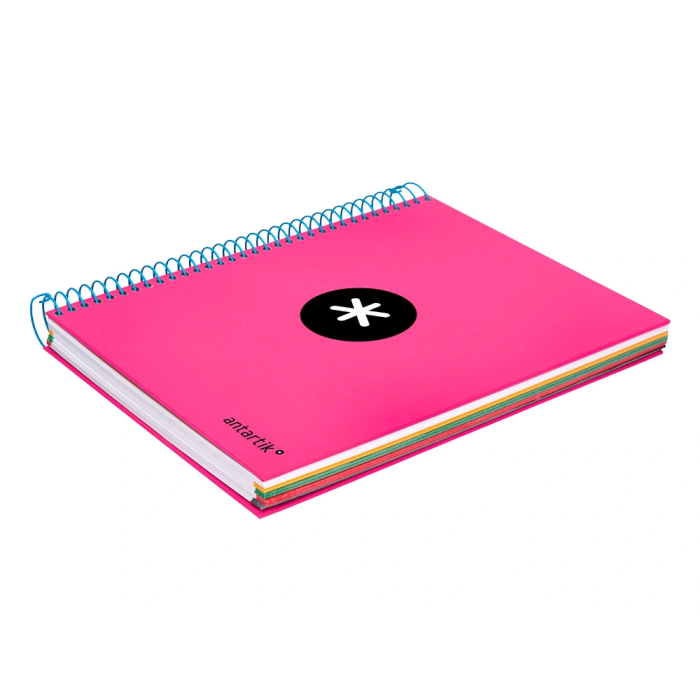 Antartik Cuaderno Espiral A5 Micro Tapa Forrada 120 Hojas 90gr Cuadro 5mm Banda S 6 Taladros Rosa 5