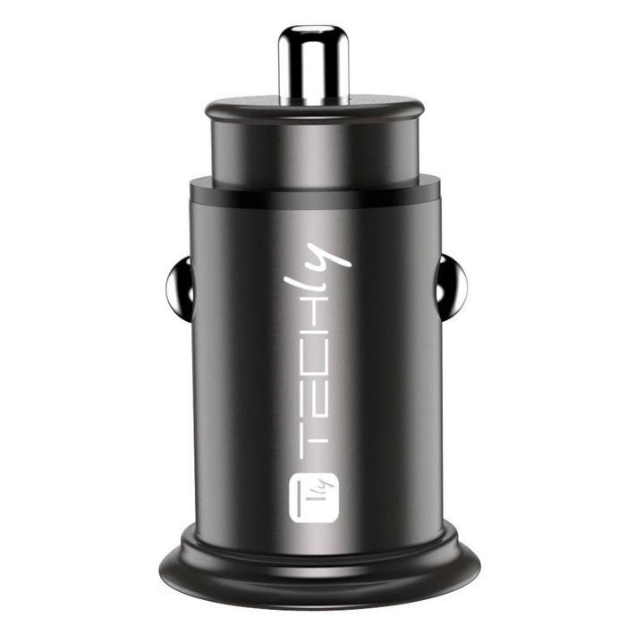 Techly Mini Car Charger USB-A and USB-C Quick Charge 3.0 38W in Black Metal 4 Techly Mini Car Charger USB-A and USB-C Quick Charge 3.0 38W in Black Metal 4