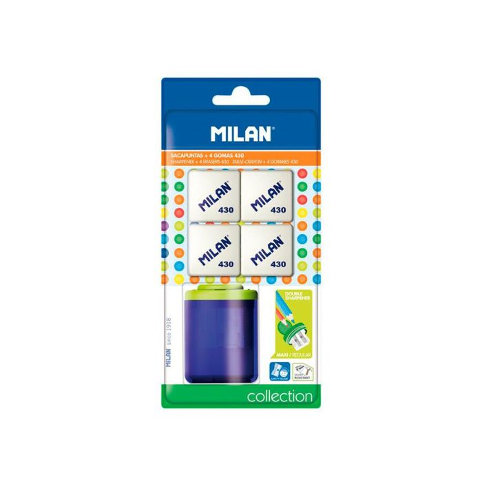 Sacapuntas Milan Collection Plastico 2 Usos + 4 gromas De Borrar 430 Sacapuntas Milan Collection Plastico 2 Usos + 4 gromas De Borrar 430