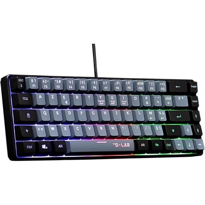 Teclado Gaming - THE G-LAB - KEYZ-HYDRO-GRB/FR - 60% Membrana 2 colores Gris + Teclas Negras