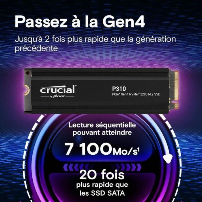 Crucial P310 SSD Interno M.2 NVMe PCIe 4.0 de 4TB, Velocidad hasta 7100 MB/s, Disipador Térmico, para Gaming y Creación Contenido