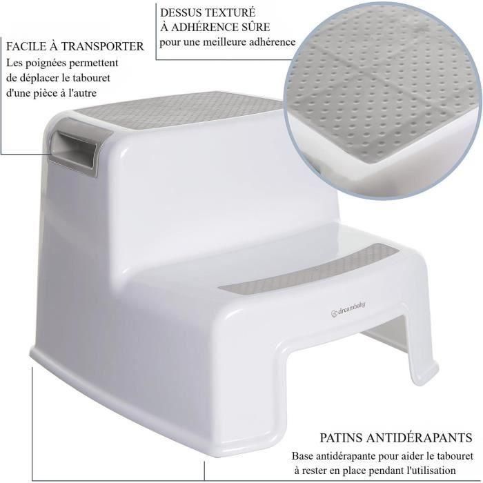 Dreambaby DRE9312742406875 Taburete con escalera 2 Up, Antideslizante y texturizado, hasta 80 kg para niños y adultos, Gris 1