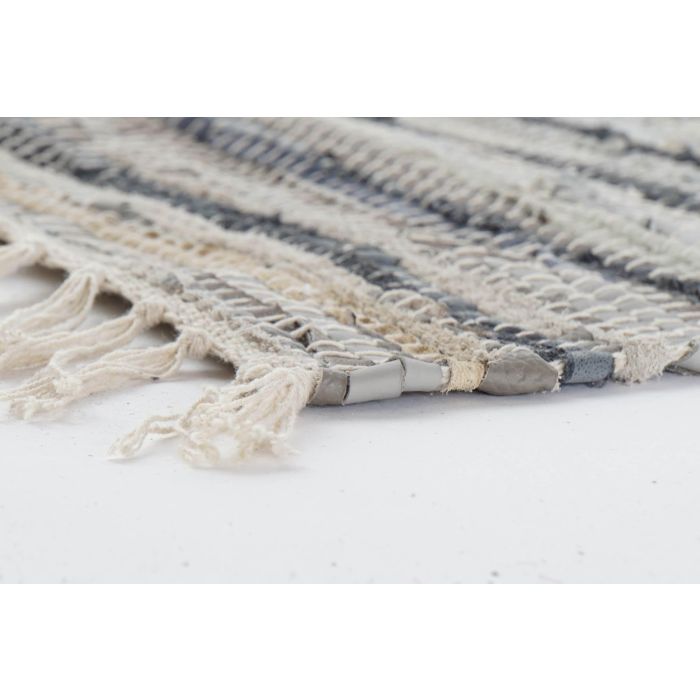 DKD Home Decor Alfombra Daman Estilo Indio Gris 240x60x1 cm, Piel, Algodón y Poliéster 1600 gsm con Flecos - 2 Unidades 3