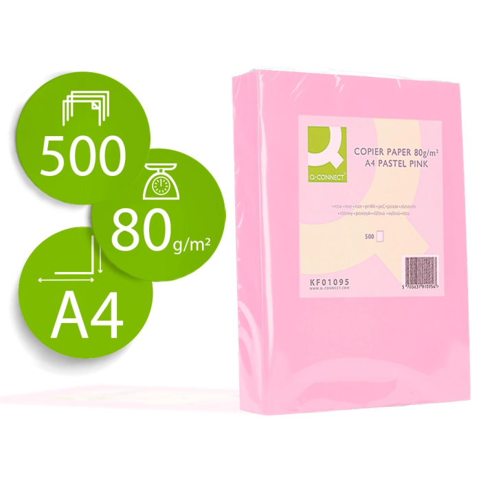 Q-connect Papel Color DIN A4 80 gr Rosa Paquete 500 Hojas 0 Q-connect Papel Color DIN A4 80 gr Rosa Paquete 500 Hojas 0