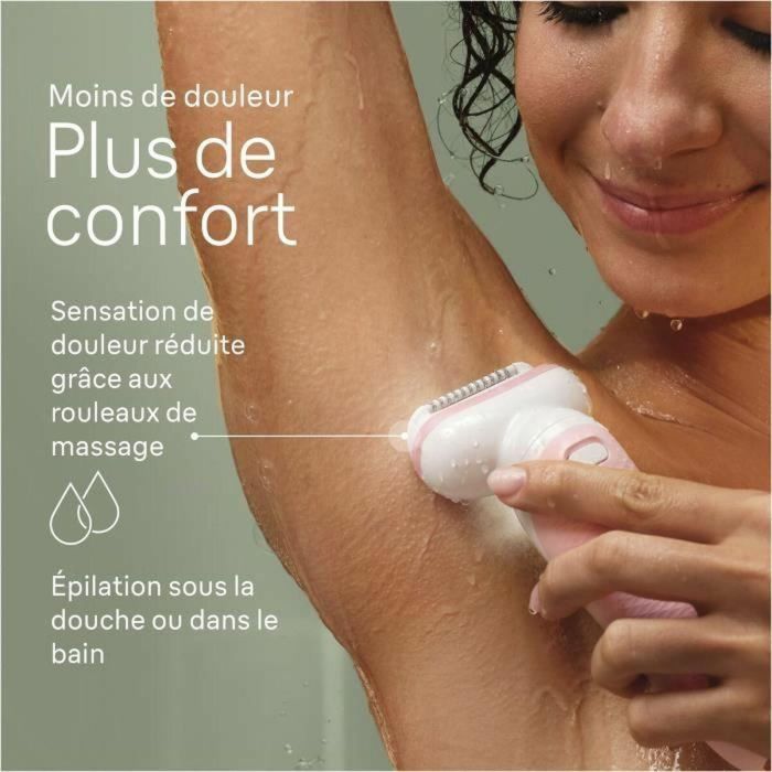 Braun Silk-épil 9 Depiladora Eléctrica 9-030 - Depilación Fácil para Piel Suave y Duradera - Blanco / Rosa 1