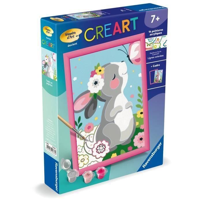CreArt Kids - Kit de pintura por números "Conejo y mariposa" (18 x 24 cm), 25836, Ravensburger 3 CreArt Kids - Kit de pintura por números "Conejo y mariposa" (18 x 24 cm), 25836, Ravensburger 3