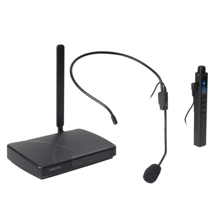 Fonestar Sistem Micrófono Inalámbrico Academy - 1 para Educación y Presentaciones con Tecnología UHF, Puntero Láser y Presentador de Diapositivas