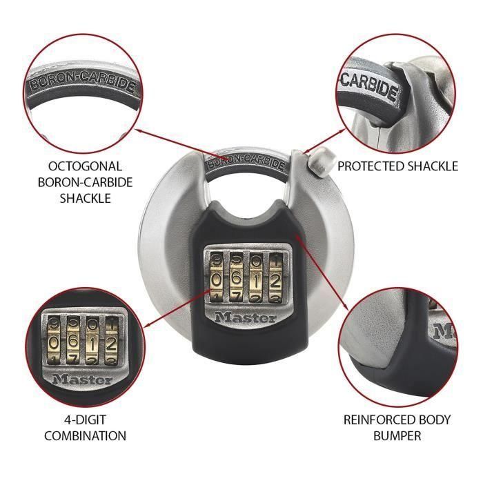 MASTER LOCK Candado de disco externo combinado - Alta seguridad - Mango protegido 4