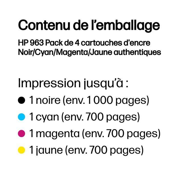 HP Tinta BK, C, M, Y para Officejet Pro 9000 Series - Nº 963 Pack De 4 1 HP Tinta BK, C, M, Y para Officejet Pro 9000 Series - Nº 963 Pack De 4 1