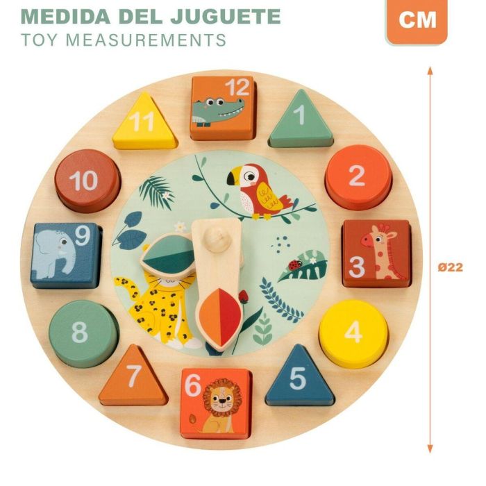 Woomax Puzzle Reloj de Madera Animales 22 cm. Juguete Didáctico Infantil para Aprender la Hora, Edad +24 Meses 2 Woomax Puzzle Reloj de Madera Animales 22 cm. Juguete Didáctico Infantil para Aprender la Hora, Edad +24 Meses 2