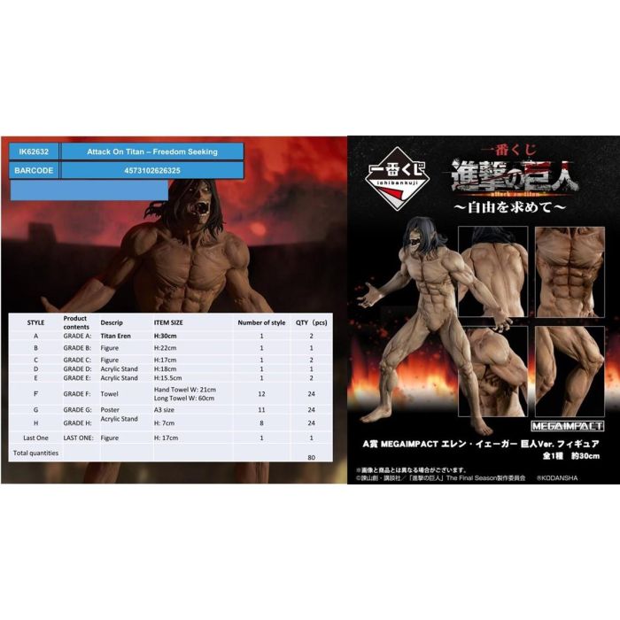 Ichiban Kuji Lotería Attack On Titan con Figuras y Premios Exclusivos