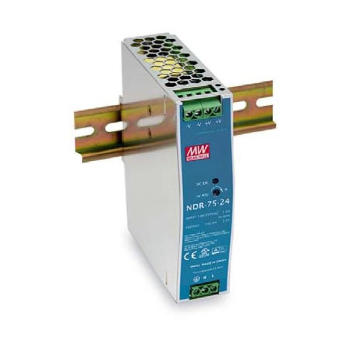 LevelOne POW-2432 Fuente de alimentación industrial 24VDC 75W para carril DIN con protección de sobrecarga y cortocircuito
