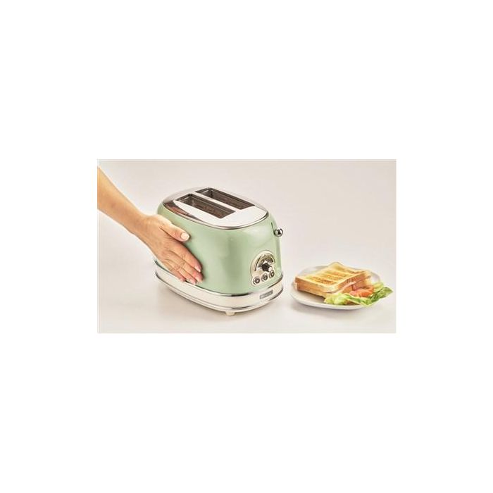 Ariete 155/14 Tostador Vintage 2 Ranuras Verde con Rueda Selectora de 6 Niveles y Bandeja Recogemigas 1