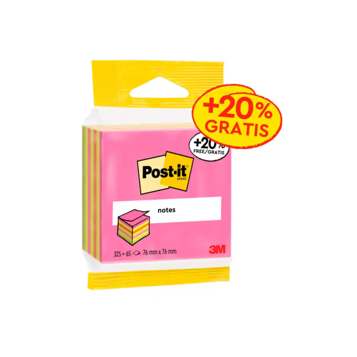 Post-it Bloc de Notas Adhesivas Quita y Pon Cubo 76x76 mm Expositor Suelo 96 Unidades Surtidas 5426-P 2014-UCP 2014-LPP 2