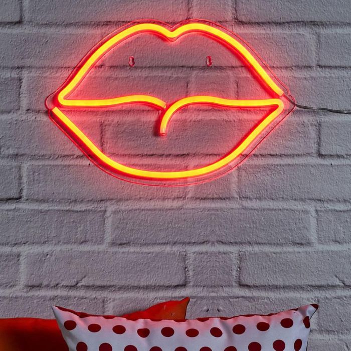 Home Deco Factory Lámpara Neón LED USB "Boca" Colección Neon 150 Leds 620-650K Luz Cálida con Cable USB 2 Metros 42x2x28cm 5