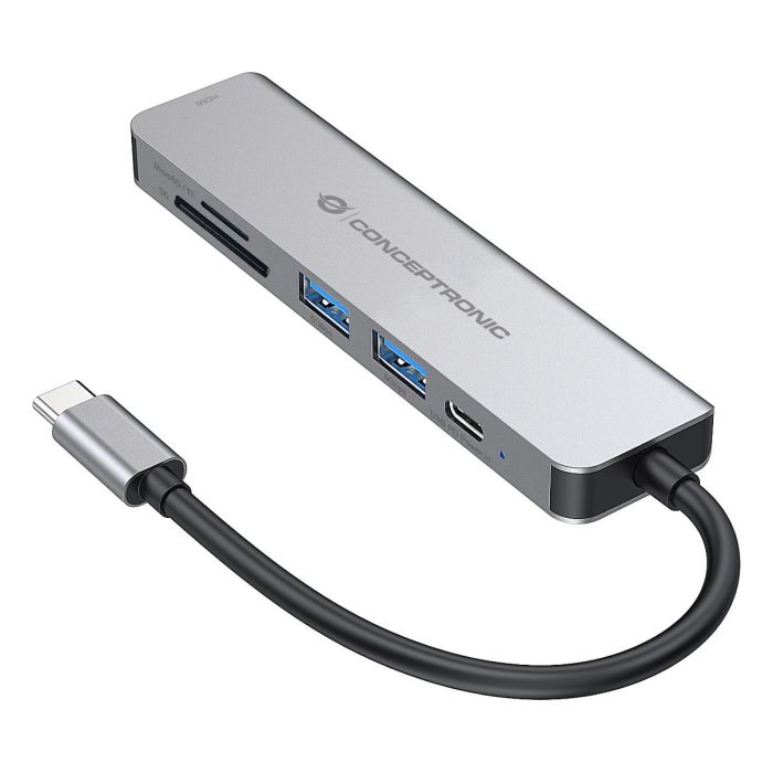 Conceptronic Hub USB-C a HDMI, 2xUSB-A 3.0, con Power Delivery 60W y Lector de Tarjetas SD/MicroSD 6 Conceptronic Hub USB-C a HDMI, 2xUSB-A 3.0, con Power Delivery 60W y Lector de Tarjetas SD/MicroSD 6