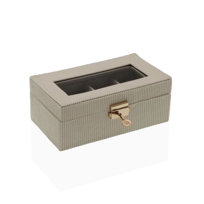 Caja para Relojes Versa Beige Madera MDF 11,5 x 8 x 21 cm 1