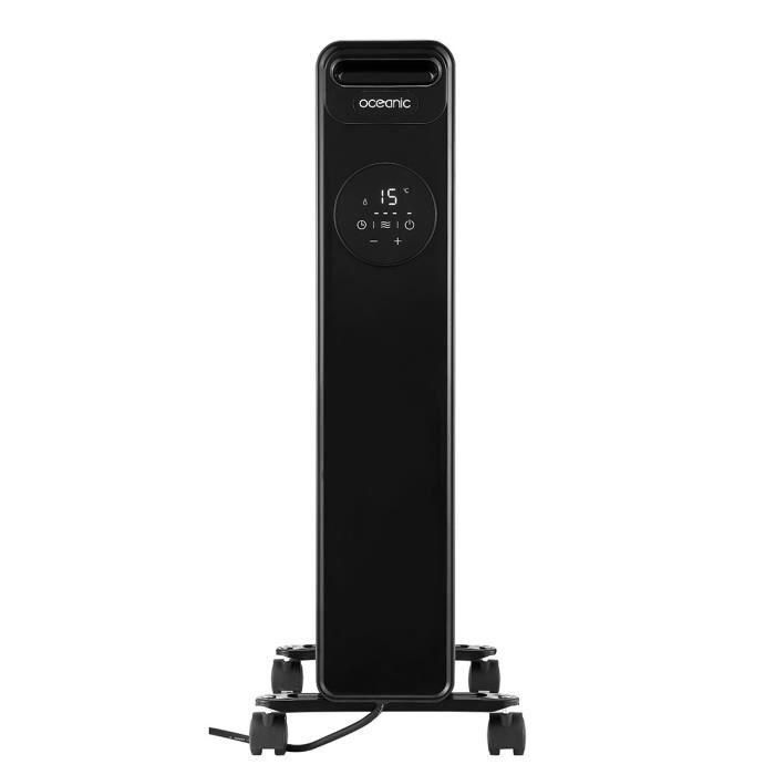 Radiador eléctrico en baño de aceite 2000W OCEANIC - 3 potencias - Termostato electrónico - Mando a distancia - Móvil - Negro 2