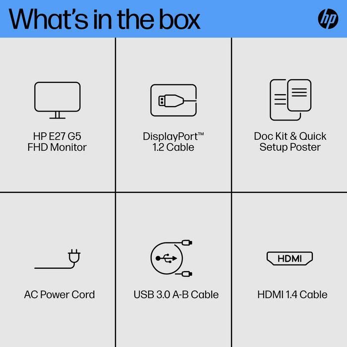 HP Monitor E27 G5 27" 1920x1080 IPS 5ms 75Hz HDMI DisplayPort USB-Hub VESA Negro 11