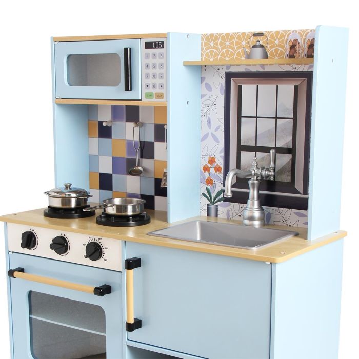 Deqube Cocina de Madera Premium 2 Módulos 72x30x84cm con Luz, Sonido, Fregadero, Horno, Microondas y Utensilios +3 Años 3