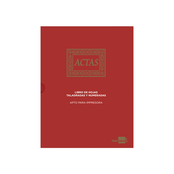 Liderpapel Libro de Actas DIN A4 con 30 Anillas, 100 Hojas Movibles Taladradas y Numeradas, Color Burdeos 6