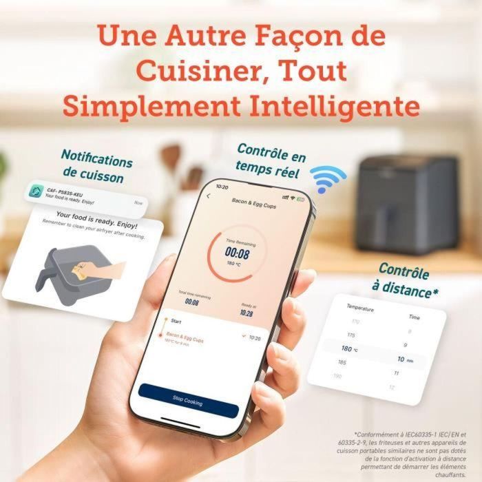 Cosori COS0810043377409 Freidora sin aceite, Edición Chef de doble fuego, 6.4 L, 12 programas, 5 brochetas, parrilla, 1700W, Negro 9