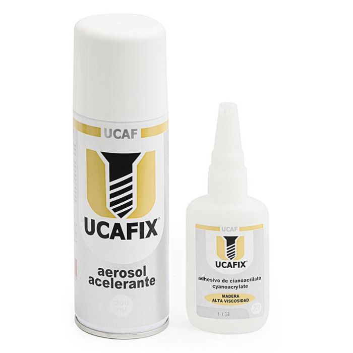 Ucafix Kit Adhesivo Instantáneo Cianocrilato 50ml + Acelerante 200ml, Unión Rápida para Metal, Plástico, Goma y Otros Materiales