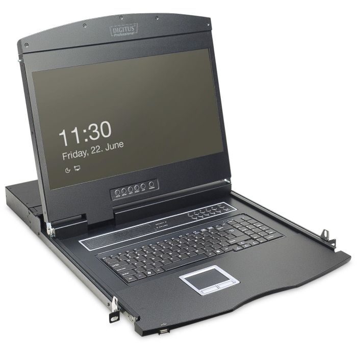 Digitus Consola KVM con TFT 19" Cat.5 8 Puertos, Touchpad y Teclado Alemán para Rack 1U