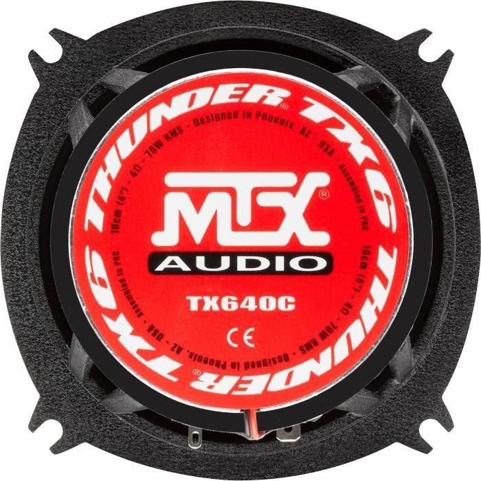 MTX TX640C Altavoces coaxiales 10cm 2 vías 70W RMS 4O chasis de aluminio tweeter de neodimio bobina domo de seda TSV TIL. 2