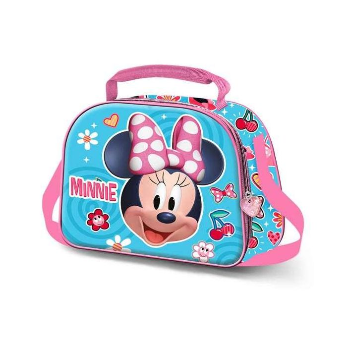 Karactermania Bolsa Portamerienda 3D Minnie Mouse Happiness 25,5 x10 x20 cm con Relieve y Forro Isotérmico Azul para Niños a Partir de 3 Años