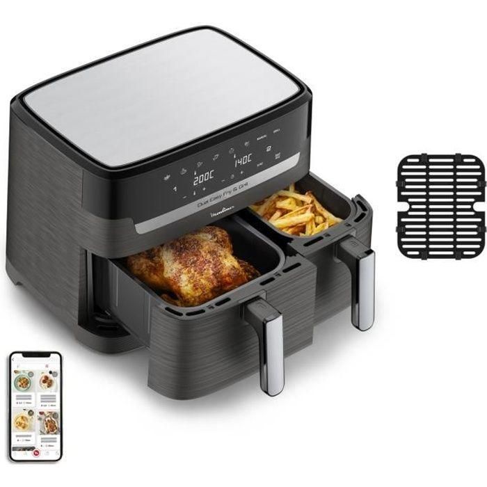 MOULINEX Freidora sin Aceite + Grill 8,3L, 2 cajones, 8 programas, Ahorro energético, Air Fryer, Dual Easy Fry&Grill EZ905B20 0 MOULINEX Freidora sin Aceite + Grill 8,3L, 2 cajones, 8 programas, Ahorro energético, Air Fryer, Dual Easy Fry&Grill EZ905B20 0