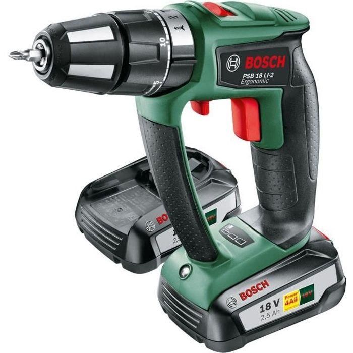 BOSCH Taladro percutor inalámbrico PSB Ergo 18 LI-2 con 2 baterías BOSCH Taladro percutor inalámbrico PSB Ergo 18 LI-2 con 2 baterías