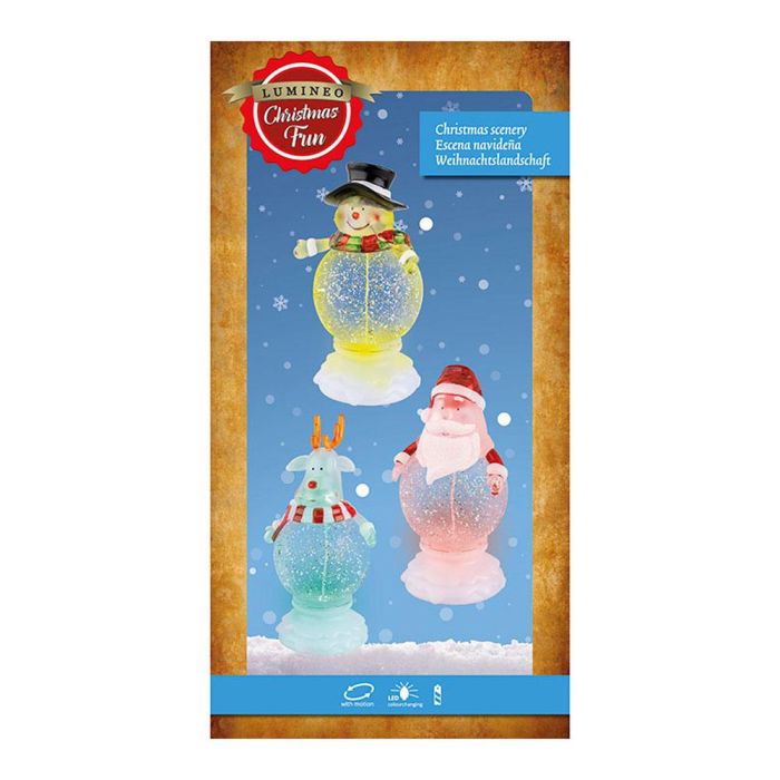 Lumineo Figuras led de navidad modelos surtidos a pilas, muñeco de nieve, papa noel y reno, 13x10x21cm, 488719 2
