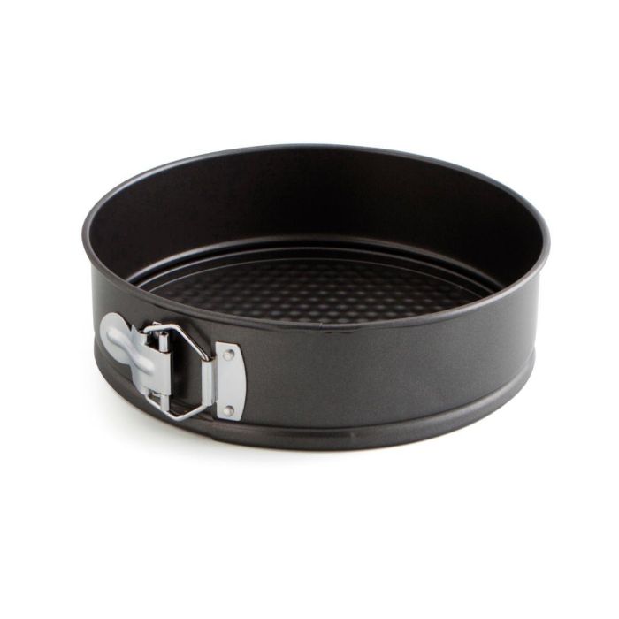 Quid Molde Redondo Desmontable de Acero Pintado Sweet Grey de 22 cm, Antiadherente, Color Negro, Apto Horno y Lavavajillas