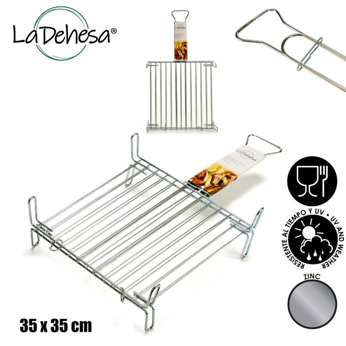 La Dehesa Parrilla Doble Zincada 35.5 x 62 cm con 4 patas y asa (Set de 5) 3