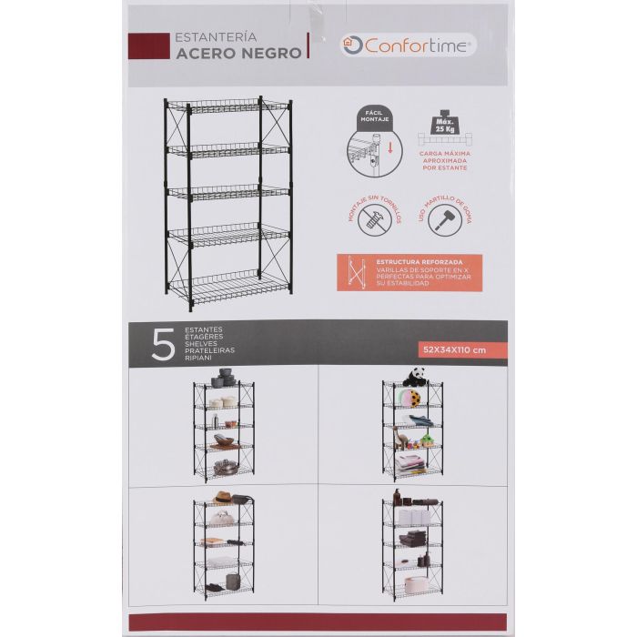 Estantería de Metal 5 Niveles 52x34x110 cm - Confortime (2 Unidades) 1