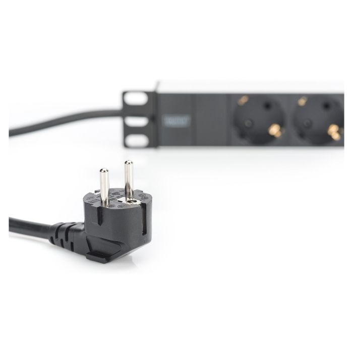 Digitus 1HE Regleta deenchufes con 3 Tomas Tipo F, Aluminio, Negro, Cable 2m Digitus 1HE Regleta deenchufes con 3 Tomas Tipo F, Aluminio, Negro, Cable 2m