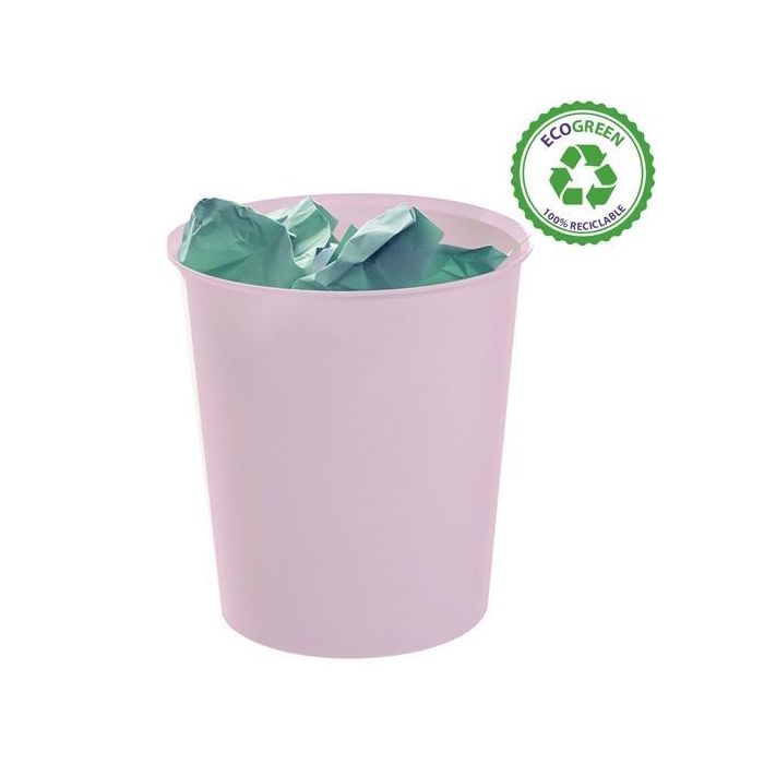 Archivo 2000 Papelera Ecogreen 18 Litros 240x310 mm Reciclado Rosa Pastel