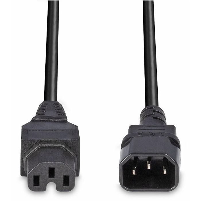 Lindy Cable de Alimentación IEC C14 a IEC C15 2m, H05-VVF 3G 1.00mm², Negro, Alta Temperatura, 10 Años 3