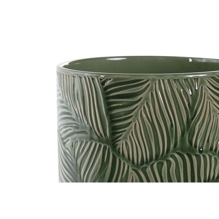 DKD Home Decor Maceta Tropical de Cerámica Verde 20x20x20 cm - Set de 3 Piezas 3 DKD Home Decor Maceta Tropical de Cerámica Verde 20x20x20 cm - Set de 3 Piezas 3