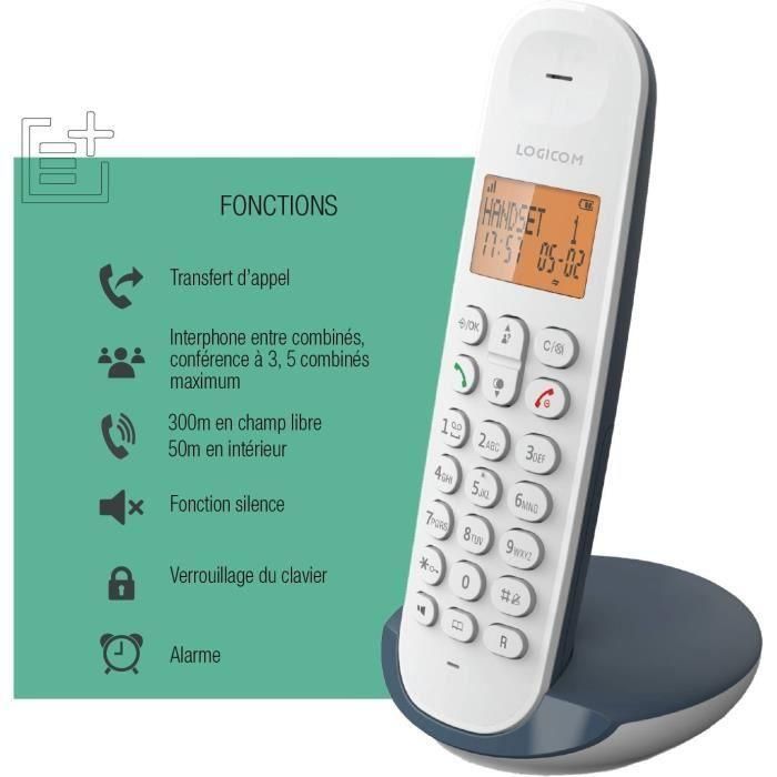 Teléfono fijo inalámbrico - LOGICOM - DECT ILOA 150 SOLO - Pizarra - Sin contestador automático 5 Teléfono fijo inalámbrico - LOGICOM - DECT ILOA 150 SOLO - Pizarra - Sin contestador automático 5