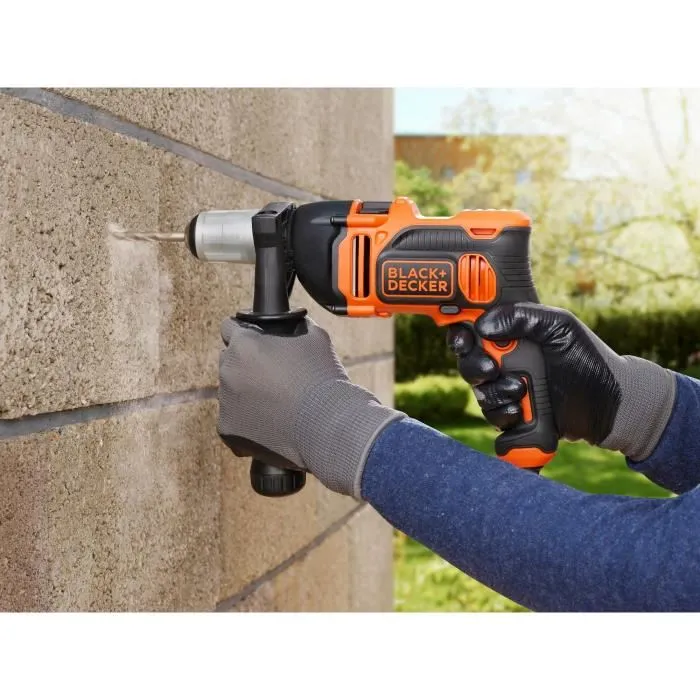 Black + Decker Taladro Percutor con Cable BEH850-QS - 850W - Velocidad Variable - Incluye Guía de Profundidad y Mango Lateral Black + Decker Taladro Percutor con Cable BEH850-QS - 850W - Velocidad Variable - Incluye Guía de Profundidad y Mango Lateral
