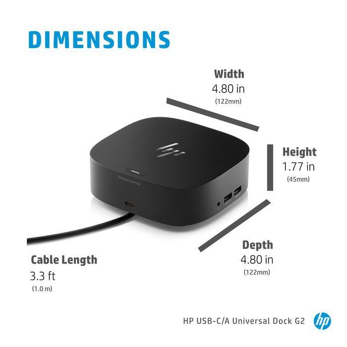 HP USB-C/A Universal Dock G2 para Portátiles - Conecta a Monitores, Red y Dispositivos USB - Compatible con HP, Apple, Dell, Lenovo 5 HP USB-C/A Universal Dock G2 para Portátiles - Conecta a Monitores, Red y Dispositivos USB - Compatible con HP, Apple, Dell, Lenovo 5