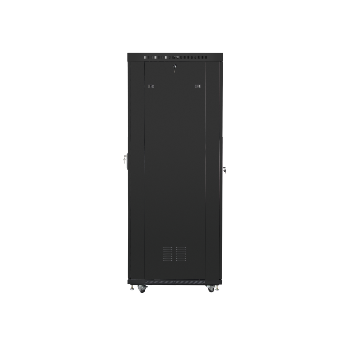 Lanberg FF01-6042-12B Armario Rack 42U Independiente Negro, Capacidad 800kg, IP20, Ruedas, Patas Ajustables y Cerradura 3