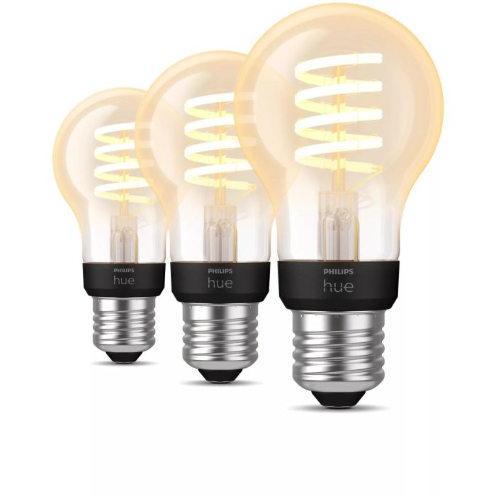 Philips Hue White Ambiance E27 Filament A60 Bombilla Inteligente Bluetooth Regulable 3-Pack