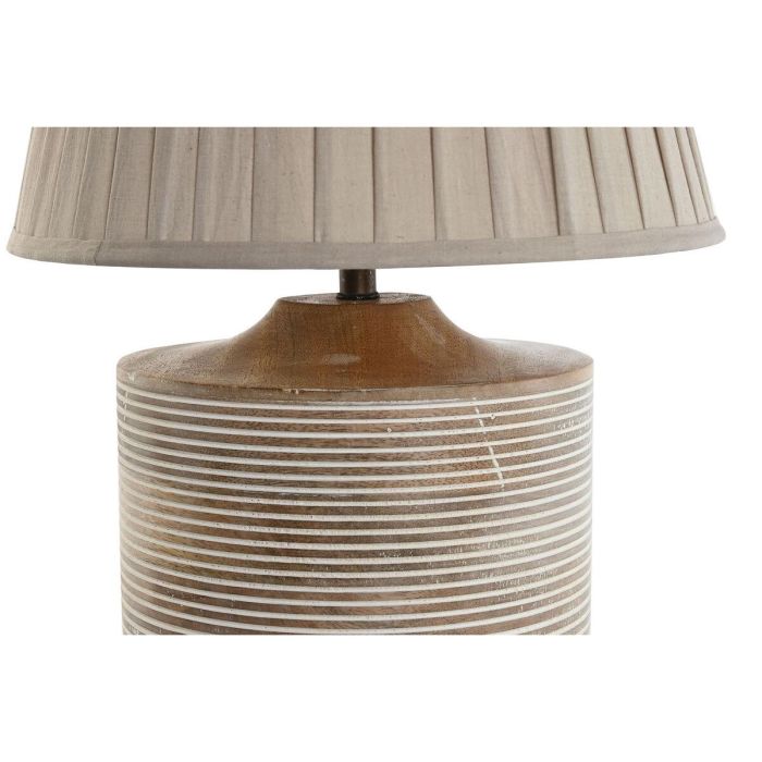 DKD Home Decor Lámpara de Sobremesa Tradicional con Base de Mango y Plafón de Algodón Natural, E27 50W, 30x30x41 cm 5