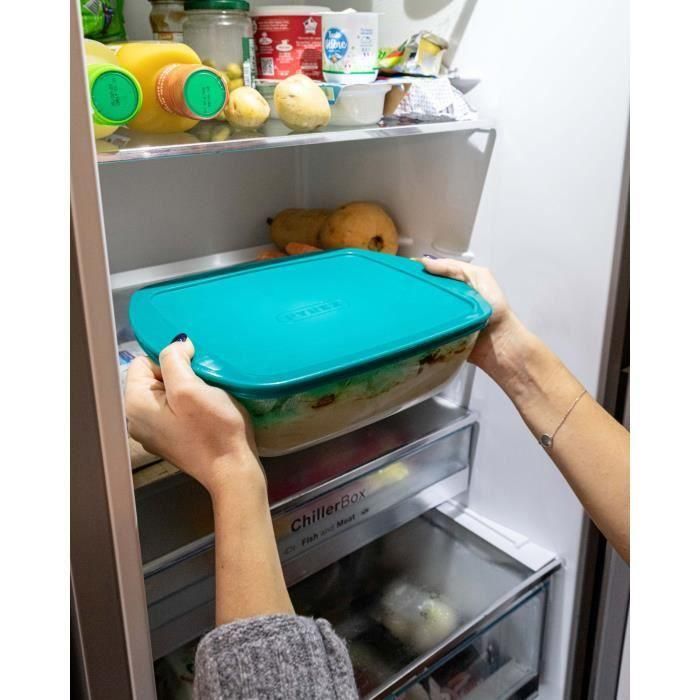 Pyrex AAAAN75162 - Juego 3 Platos con Tapa Cook & Store - Vidrio Rectangular - 0,4 L, 1,1 L, 2,5 L 2