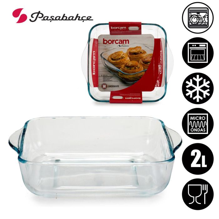 Bandeja Cuadrada con Asas 1950ml Pasabahce - Vidrio Borosilicato 22x6x25.5cm (6 Unidades) 3